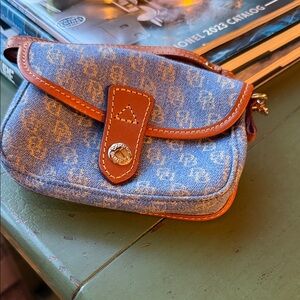 Dooney and Bourke Blue and Brown Designer Women's wristlet